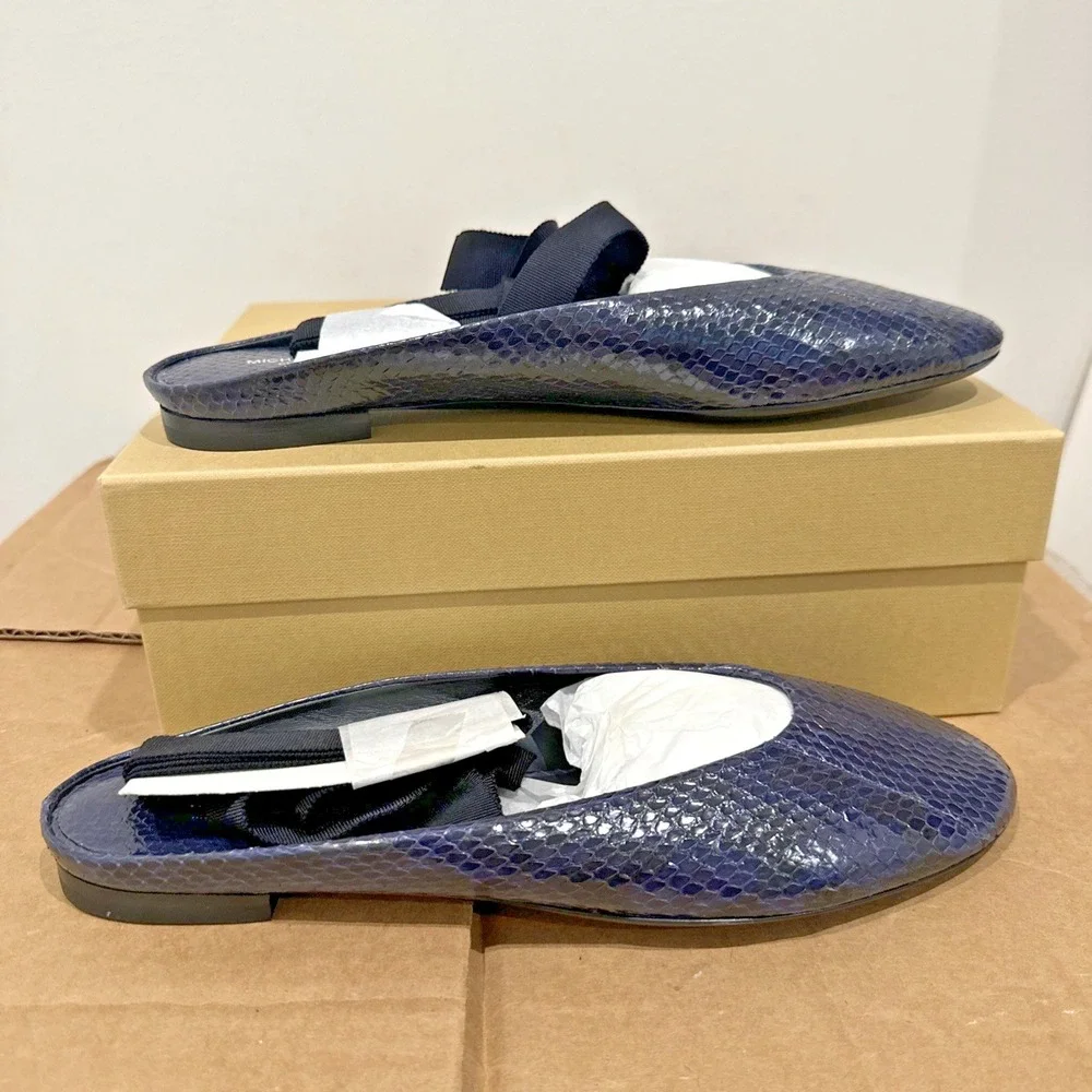 Michael Kors Collection Size IT 40/10 Maren Lace Ballet Flat Sapphire Snake Skin